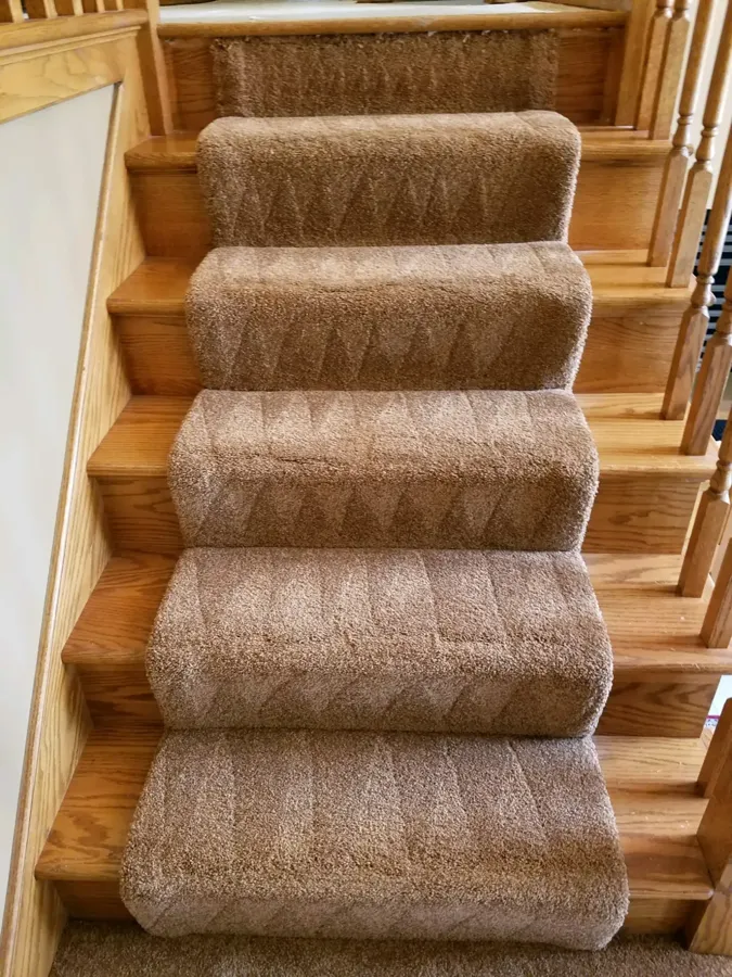 Stairs after, with fresh vacuum lines