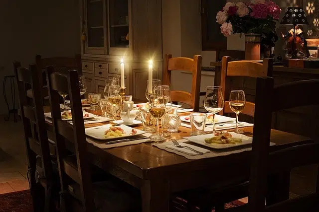 Elegant dinner table set for guests
