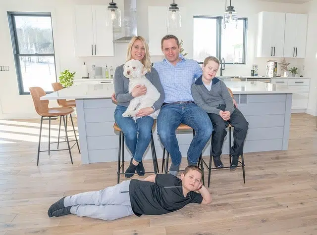 Family portrait with a dog.