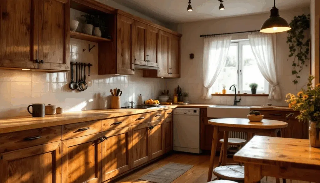 Cozy wooden kitchen with natural light